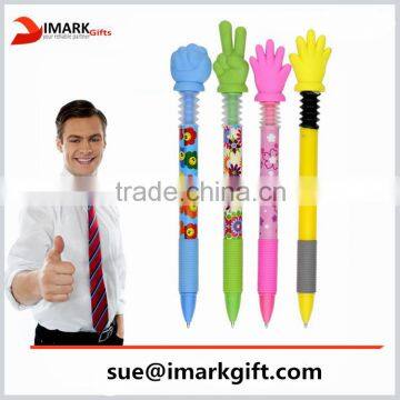 finger ball pen with cartoon print promotional finger shape ballpoint pen