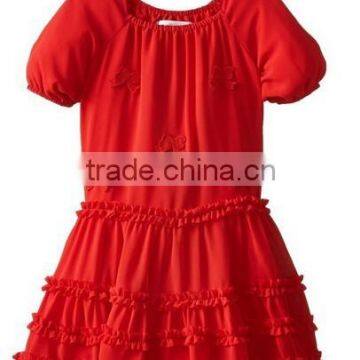 New Fashion 2015 Red Dress Summer Elegant Short Sleeve Dresses Designs For Young Girls Party Wear Dresses Girls