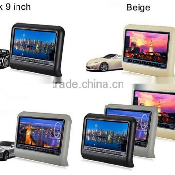 9inch Car DVD Headrest Player Monitor with 32Bit Games+USB+SD+IR/FM transmitter