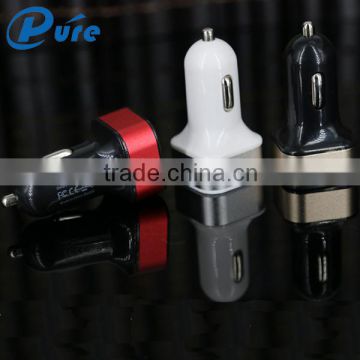 PC+Aluminum Material Car Charger Dual USB Car Charger Cell Phone Charger