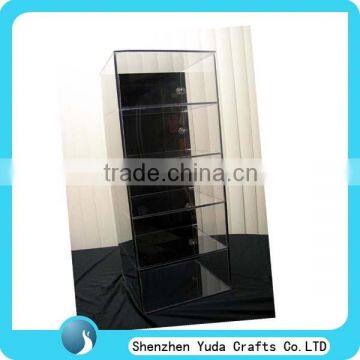 perspex lockable display stand cabinet tall display cabinet 5 layer locking lucite display cabinet