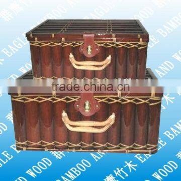 Brown bamboo picnic basket