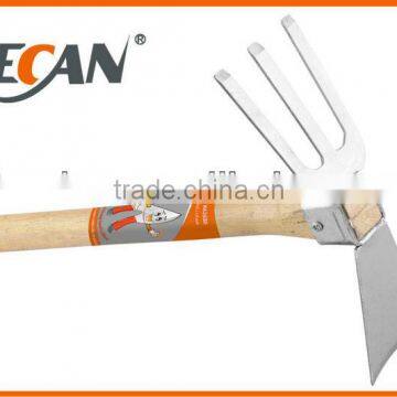 Stainless steel wooden handle Garden hoe Fork hoe