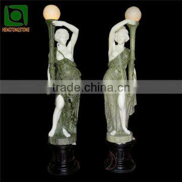 Marble Outdoor Lamp Statue with Base