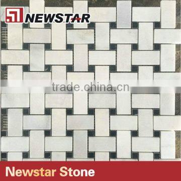 Natural Basketwave White Marble Carrara Mosaic for Wall Decoration photo-3