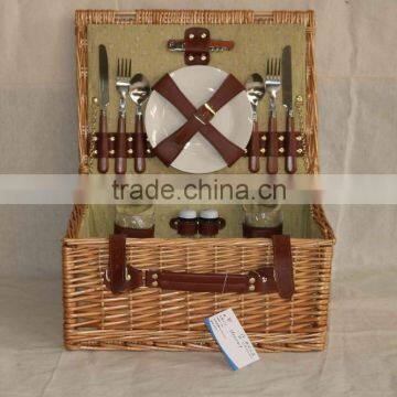 Wholesale Cheap Wicker Picnic Basket Grey Wicker Picnic Hamper for 2 Person