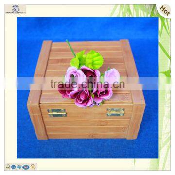Home Decorating Single Compartment Hinged Square Bamboo Box photo-4