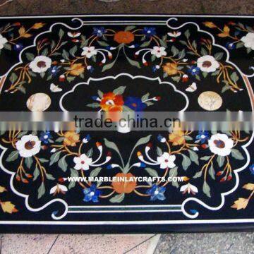 Exclusive Black Marble Inlay Table Top Antique Inlaid Table Top