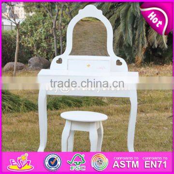 2017 New Design Youth Bedroom White Solid Wooden Dressing Table Chair W08H072 photo-6