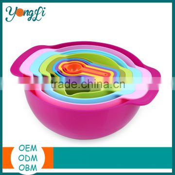 10 PCS Colorful Plastic Mixing Bowls, Container, Colander, Sieve and Measuring Cups Mixing Bowls Set