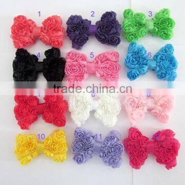 shabby bow flower clip for kids hair accessories