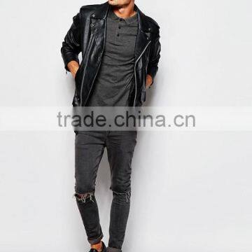 High Quality Custom Short Sleeve Three Button Placket Charcoal Men's Cotton/Polyester 200gsm Casual Polo Tshirt photo-4