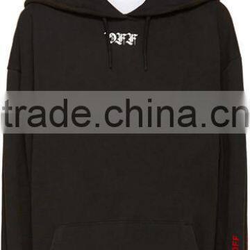 French terry hoodie at hood Text emdroidery printed in white at frontrib knit cuff rib knit hem Tonal stitching 100% cotton