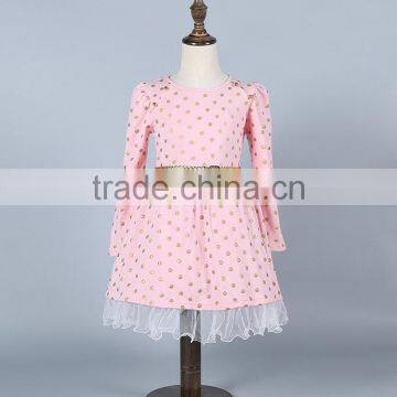 MGOO Wholesale Cotton Spandex Stylish Kids Toddler Girls Clothing Polka Dots Buttons Princess Dress photo-5