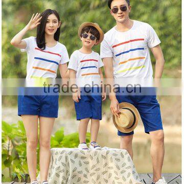 Latest Family Matching Clothing Stripe Wihte t Shirt Family Set Clothes photo-5