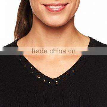 Women Black Sweater Christmas Trees Pattern Christmas Jumper Sweater photo-3