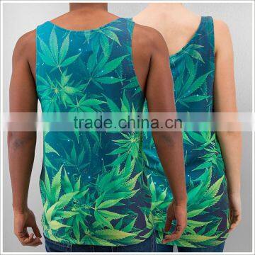 Guangzhou Custom Mens And Womens Vest Heat Transfer Leaf Couples Tank Top photo-2