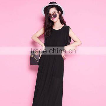 crinkle chiffon dress V-neck long dress lady dress