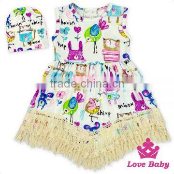 48BQA142 Lovebaby Fancy Sleeveless Tassel Irregular Baby Girls Model Dress With Hat photo-6