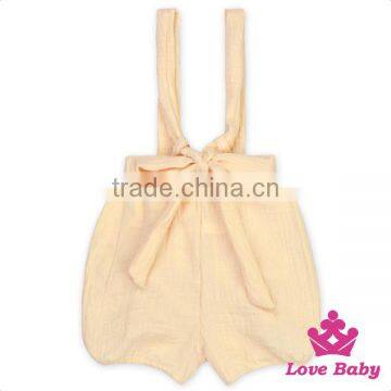 Summer Free Breathable Cotton Kids Plain Color Newborn Baby Girl Suspend Comfortable Pants Modeling Shorts