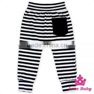 Black/ White Stripe With Pocket Cotton Pants Wholesale Boy & Girl Kids Baby Harem Pants