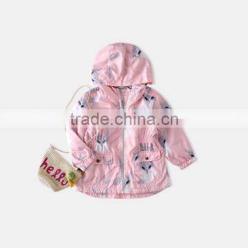 S60589B 2017 Girls Outwear Jacket Autumn Fashion Baby Girls Children Fox Print Long Sleeve Hoodie Jacket Outer Coat photo-2