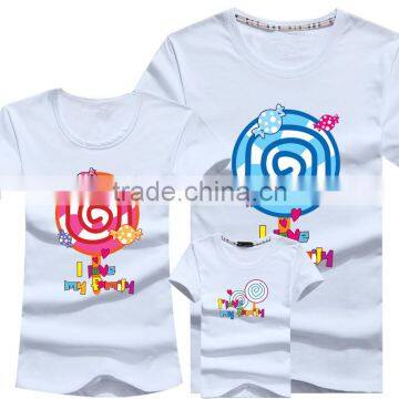 Wholesale Printing Bule Family Matching T-Shirt