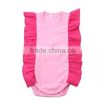 Children's boutique onesie toddler girl clothing infant pink romper with hot pink ruffle baby romper