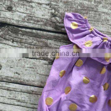 Baby Girls Clothes Toddler Girls Romper Infant Girls Purple Gold Polka Dot Romper With Headband photo-3