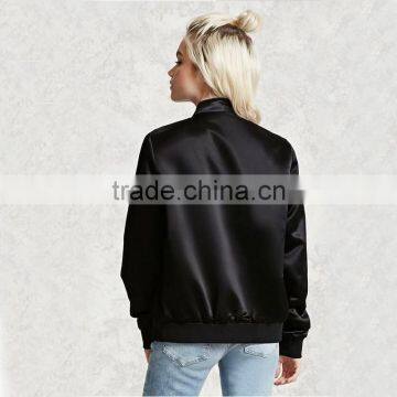 Buy Wholesale Price Nice Embroidered Satin Pink Black Jackets for Ladies photo-3