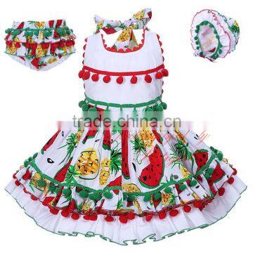 watermelon spanish flower girl dress with bonnet and knickers