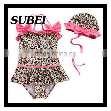 Polka Dot Cute Piece Swimsuit Children Swimwear With Swimming Cap photo-3