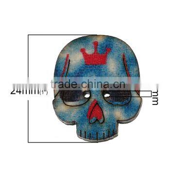 New Design Mixed Color Two Holes Skull Shaped Wood Buttons photo-2