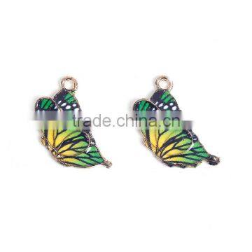 Zinc Based Alloy Butterfly Wing Charms Butterfly Animal Gold Plated Green Enamel photo-3