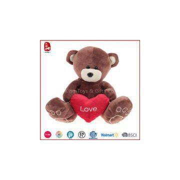 Plush Dark Brown Bear With Heart