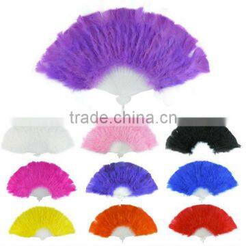Festival Performance Feather Fan,Party Decorative Dyed Feather Fan,Dancing Folding Hand Fans Promo Gifts Wholesale Factory