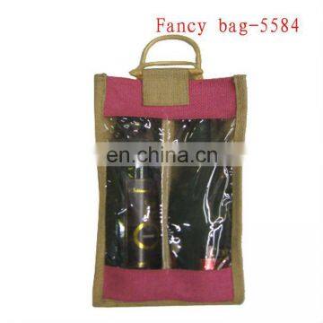 New design jute bags wine bottle bags with pvc material