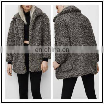 2015 Winter Sherpa Wool Varsity Jackets Models for Ladies Trench Coat with Hood NT6800