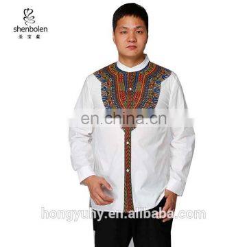 Customized Autumn men clothing African wax print dashiki long sleeve shirt