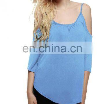 2016 BAIYIMO Latest Hot Sale Off Shoulder Women's Fancy Tunic Top Shirt