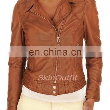 Hot sale cheap slim fit leather jackets for women