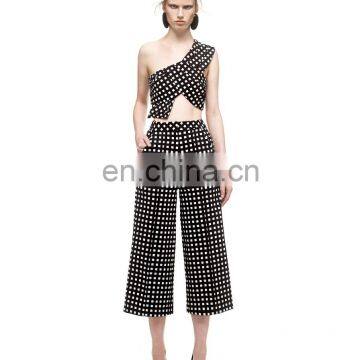 2015 New Fashion Women Irregular Elegant Check Patern Two Piece Set photo-3