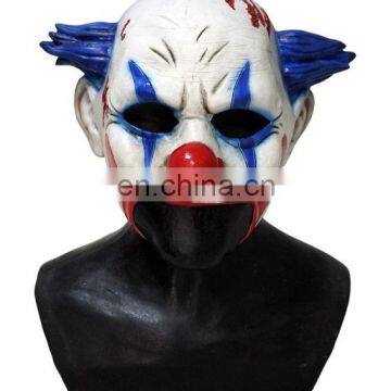 Horror Blue Hair Fancy Dress Adult Latex Creepy Joker Circus Clown Mask