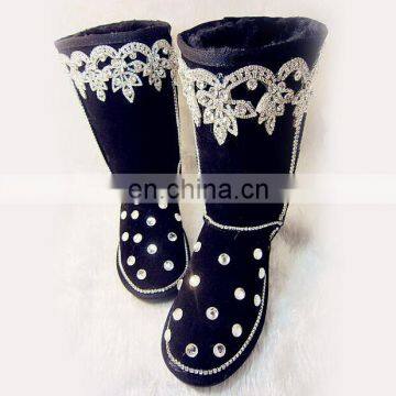 Aidocrystal 2014 new wholesale Black winter snow diamond rhinestone boots for women