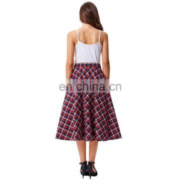 Kate Kasin Women's Vintage Fashion Grid Pattern Plaid A-Line Skirt KK000495-1 photo-5