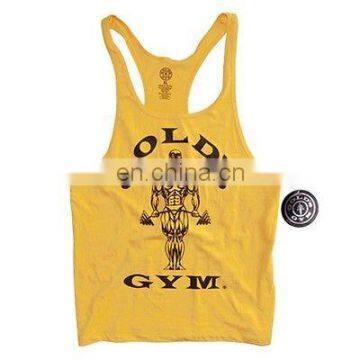 Cotton gym stringer / Custom gold gym singlets for men