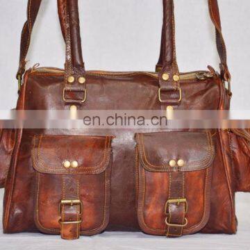 Vintage Goat leather handmade laptop bag Indian Duffel bag full briefcase bag wholesale Xmas Offer