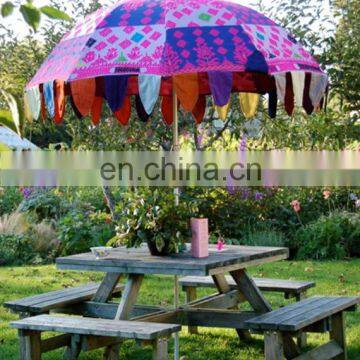 Colorful Embroidery Big Garden Umbrella Patio Home decor Art Parasol Vintage Decor Garden Umbrella Decor cotton Handmade work