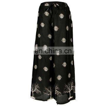 BLACK PRINTED RAYON COMFORT LOOSE PANT