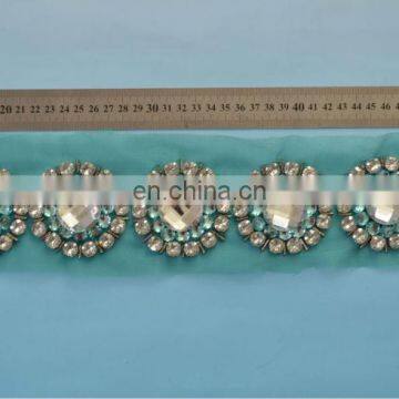 clawed rhinestones with big gem stone beaded trim/band/tape